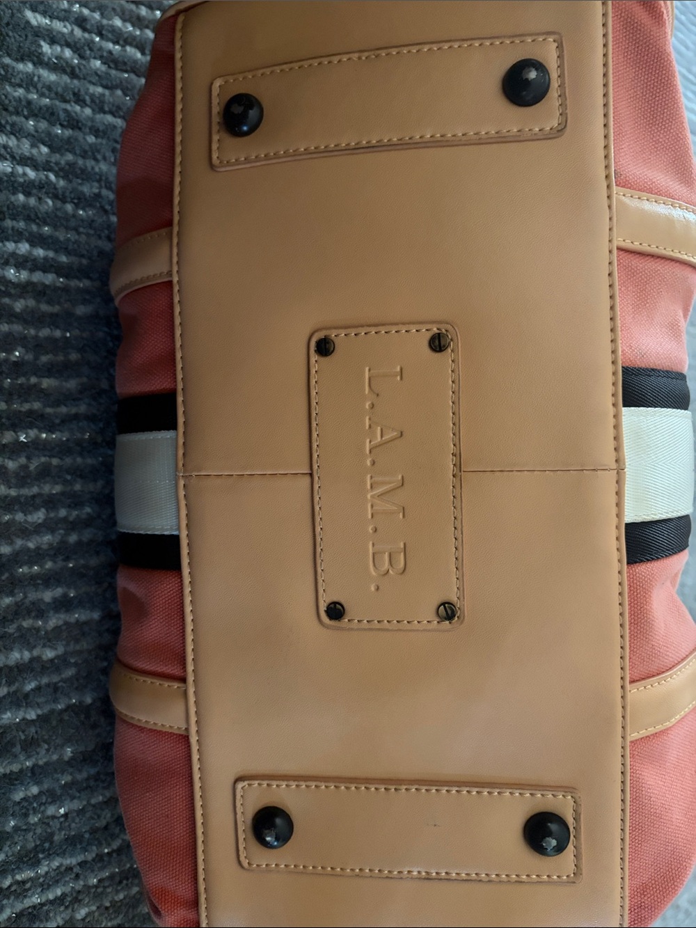 A.M.B. Gwen Stefani Satchel- Pink with sporty white and black striped bag - EUC - Picture 3 of 5